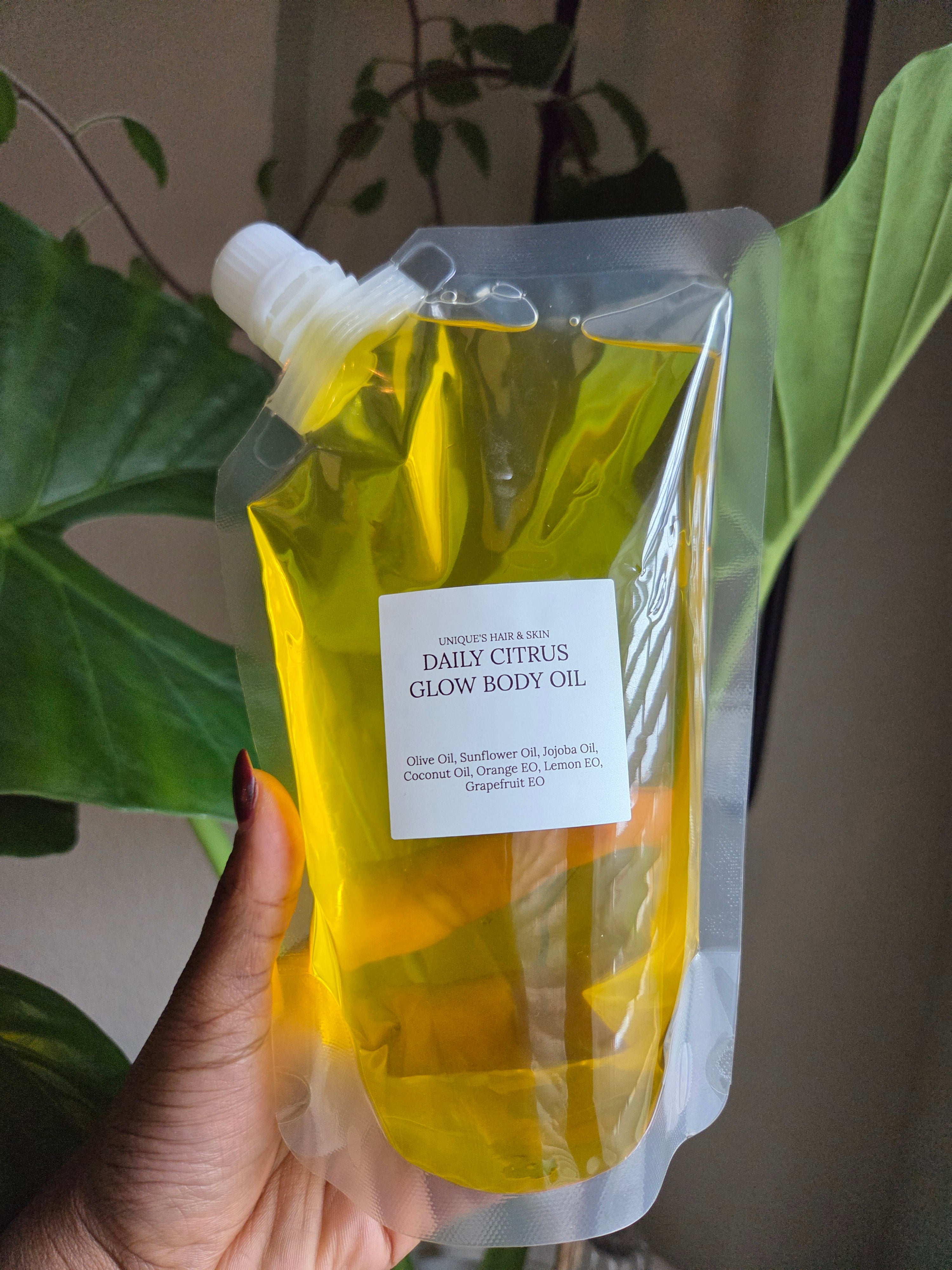 Organic citrus body oil for glowing skin and deep hydration