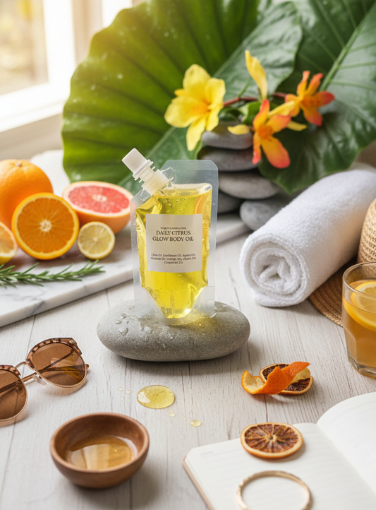 Organic citrus body oil for glowing skin and deep hydration