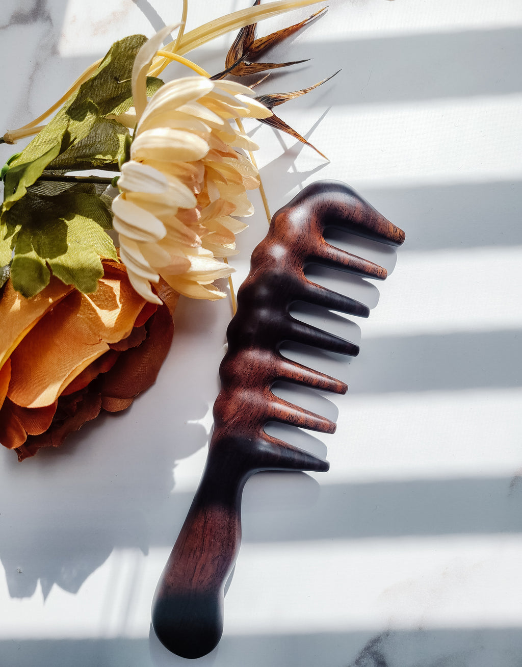 wooden wide tooth comb for curly hair